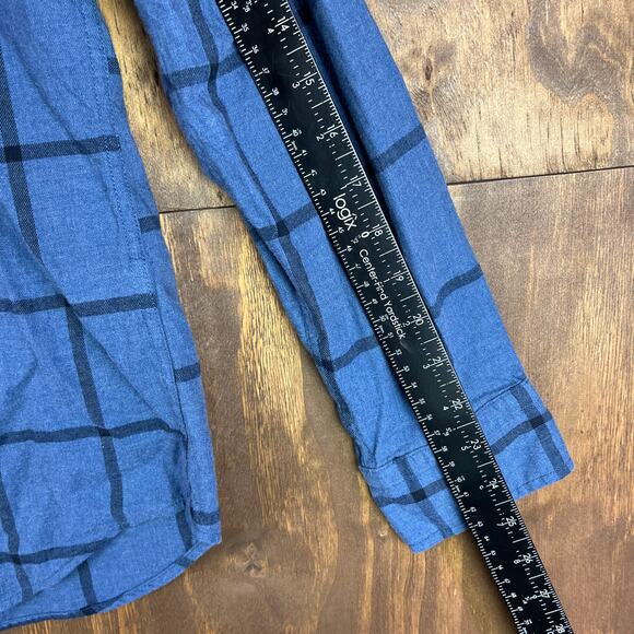 Banana Republic Mens Shirt Blue Windowpane Luxe Flannel Button Down Camden Fit M - Picture 10 of 13
